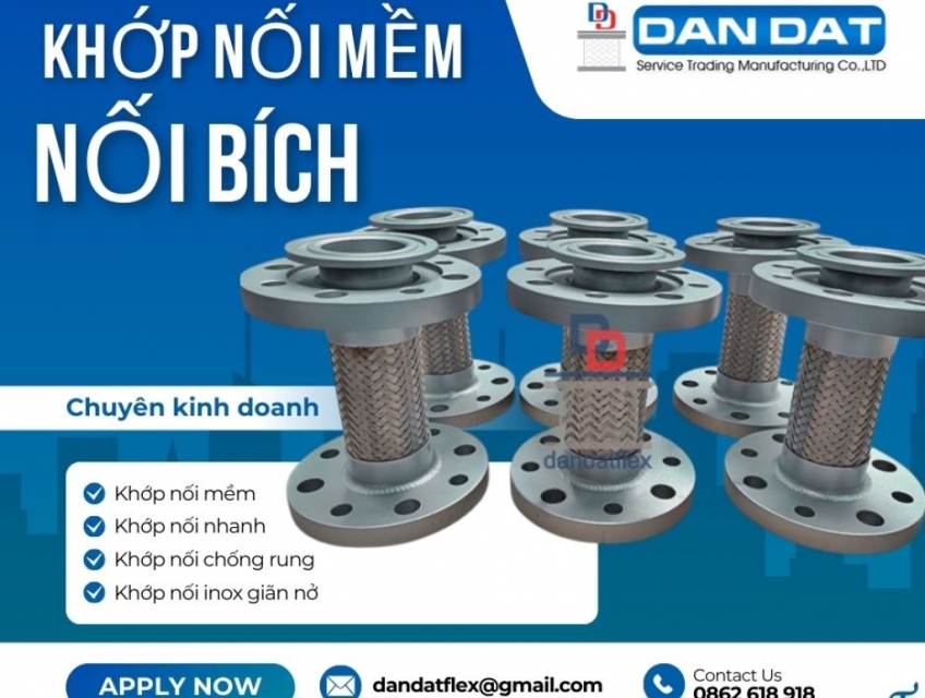 Khớp nối mềm, khớp nối mềm kim loại, khớp nối inox chống rung