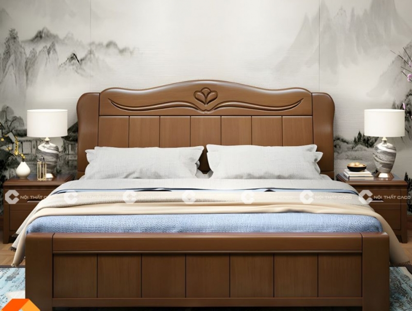Giường Ngủ Gỗ Sồi Tự Nhiên Cao Cấp Giá Rẻ
