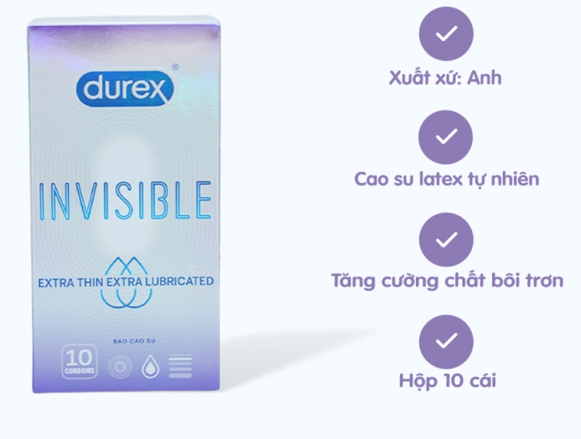 Durex Invisible Siêu Mỏng [ Hộp 12 chiếc ]