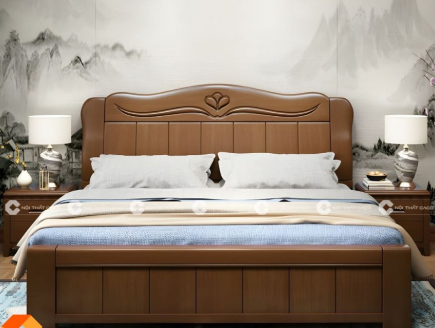 Giường Ngủ Gỗ Sồi Tự Nhiên Cao Cấp Giá Rẻ