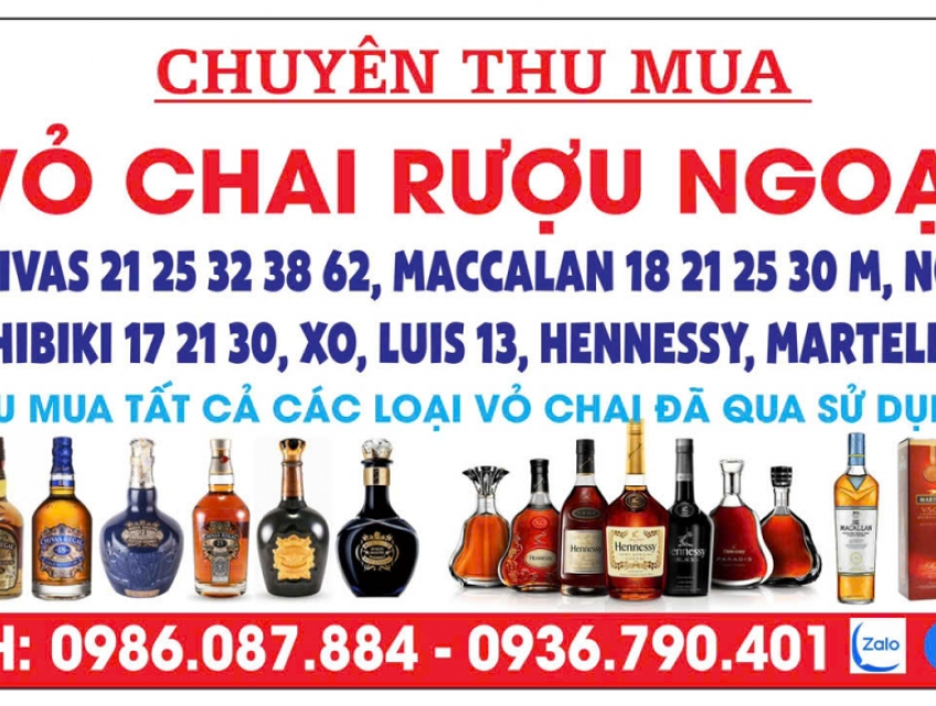 Thu mua vỏ chai rượu ngoại đã qua sử dụng