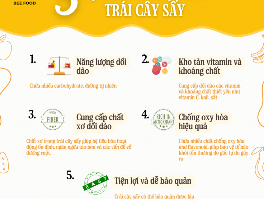 TOP 5 LỢI ÍCH CỦA TRÁI CÂY SẤY