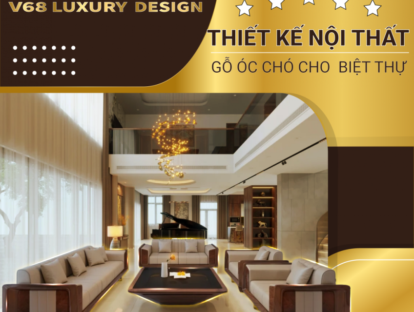 [ ĐẲNG CẤP] Thiết Kế Nội Thất Gỗ Óc Chó Cho Biệt Thự Thông Tầng