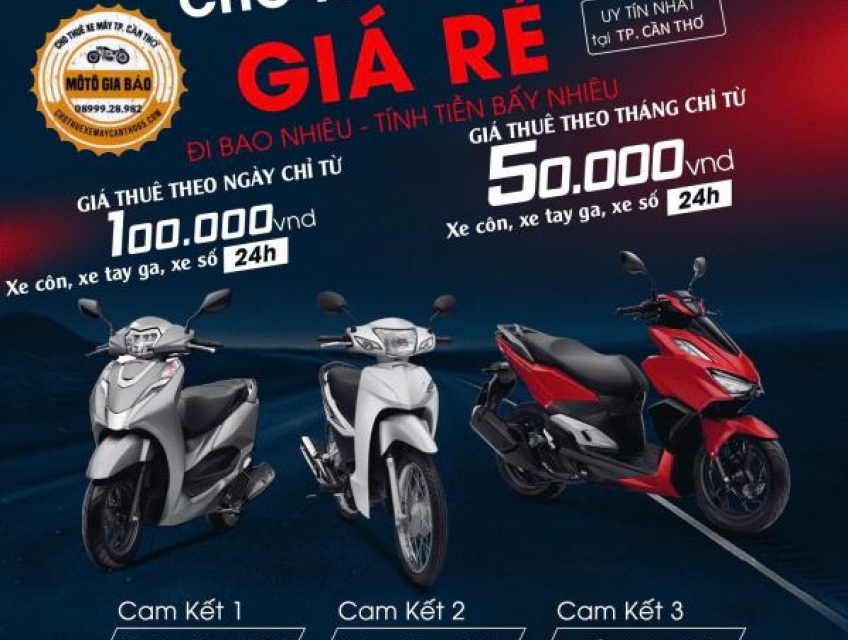 CHO THUÊ XE MÁY CẦN THƠ ( GIÁ RẺ 100K ) SHIP NHANH 15P THỦ TỤC NHANH.