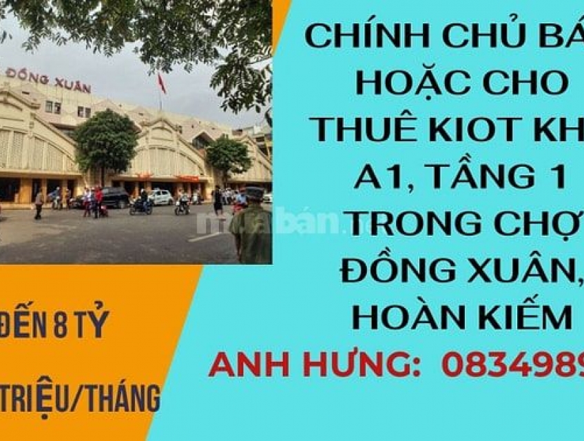 Chính Chủ Cần BÁN HOẶC CHO THUÊ Kiot khu A1, tầng 1 ở vị trí VIP của