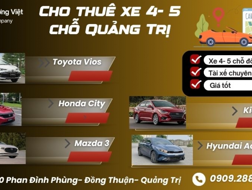 Thuê Xe Du Lịch 4-5 Chỗ Tại Quảng Trị ( XE MỚI – GIÁ TỐT)