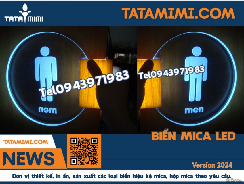 Biển WC có LED giá rẻ cho quán ăn – showroom – spa