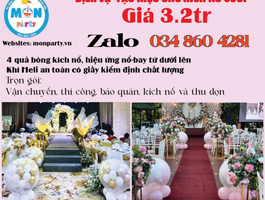 Dịch vụ tạo hiệu ứng Bóng Bay- Kích Nổ cưới