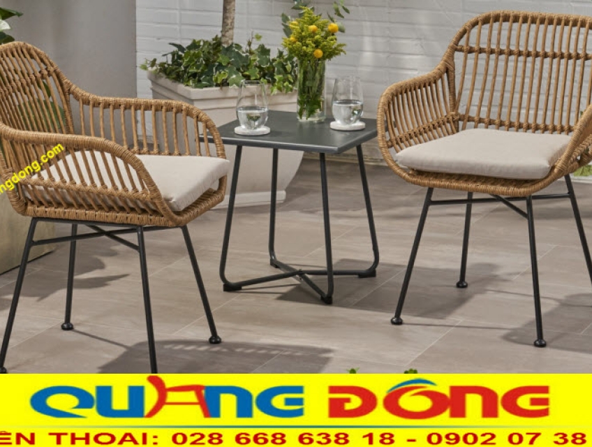 Bộ bàn ghế giả mây khung nhôm sang trọng