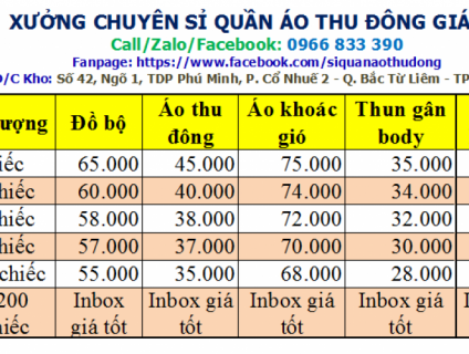 Sỉ lẻ bộ nỉ nữ mùa đông giá xưởng, giao hàng toàn quốc