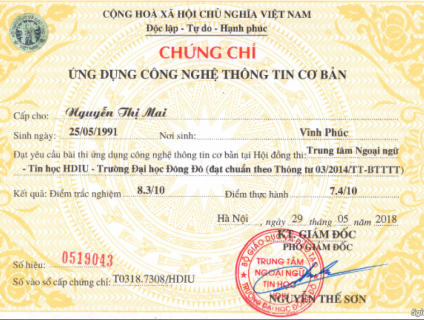 THI & CẤP CHỨNG CHỈ TIN HỌC CƠ BẢN THEO THÔNG TƯ 03/2014