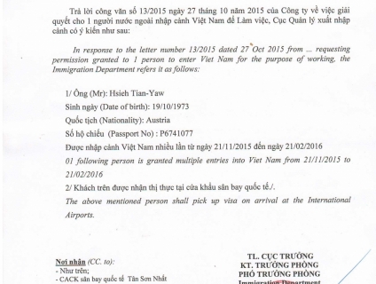 Nhận làm công văn nhập cảnh vào Việt Nam gấp từ 2 đến 8 giờ