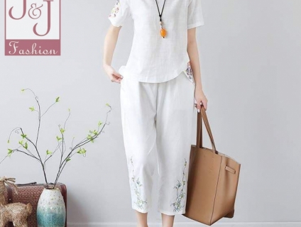 Bộ đồ dạo phố thêu hoa văn - JJ01279