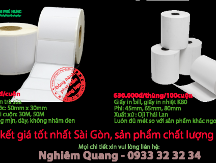 Tem nhãn trà sữa, giấy in bill K80 giá tốt nhất Sài Gòn