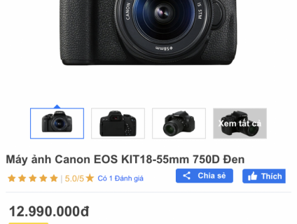 Máy ảnh Canon EOS KIT18-55mm 750D Đen fullbox