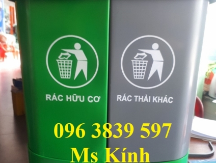 Thùng rác nhựa đạp chân 2 ngăn 40 lít phân loại rác giá ưu đãi