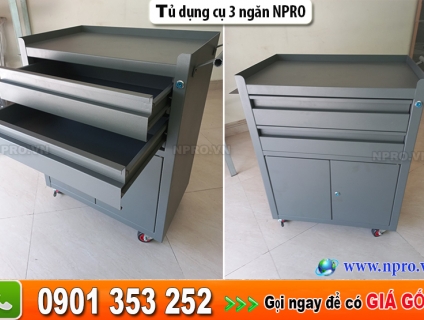 Tủ dụng cụ cơ khí 3 ngăn - Tủ gồm 2 ngăn kéo, 1 ngăn 2 cánh