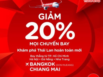 AirAsia giảm 20% giá vé máy bay đi Thái Lan