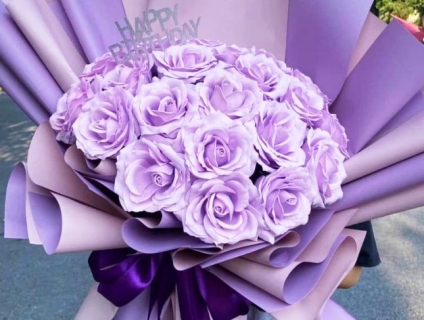 Bó hoa sáp màu tím 7 lớp