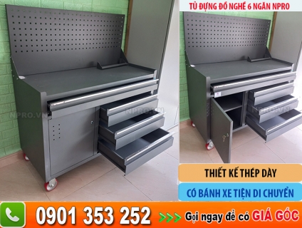 Tủ đựng đồ nghề 6 ngăn kết hợp bảng treo