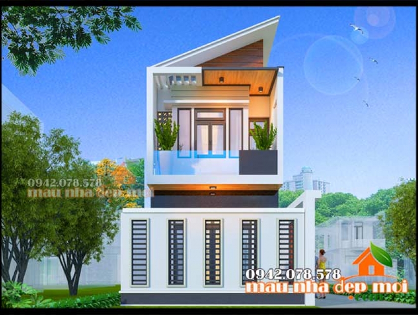 Nhà phố 2 tầng 5×20 mái lệch là một lựa chọn hoàn hảo cho gia đình trẻ