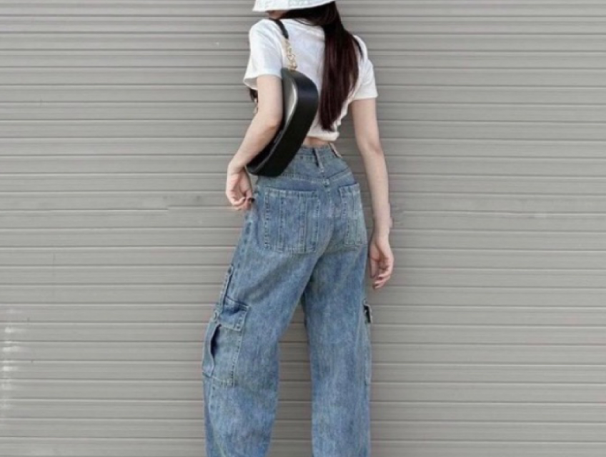 Quần jean suông túi hộp