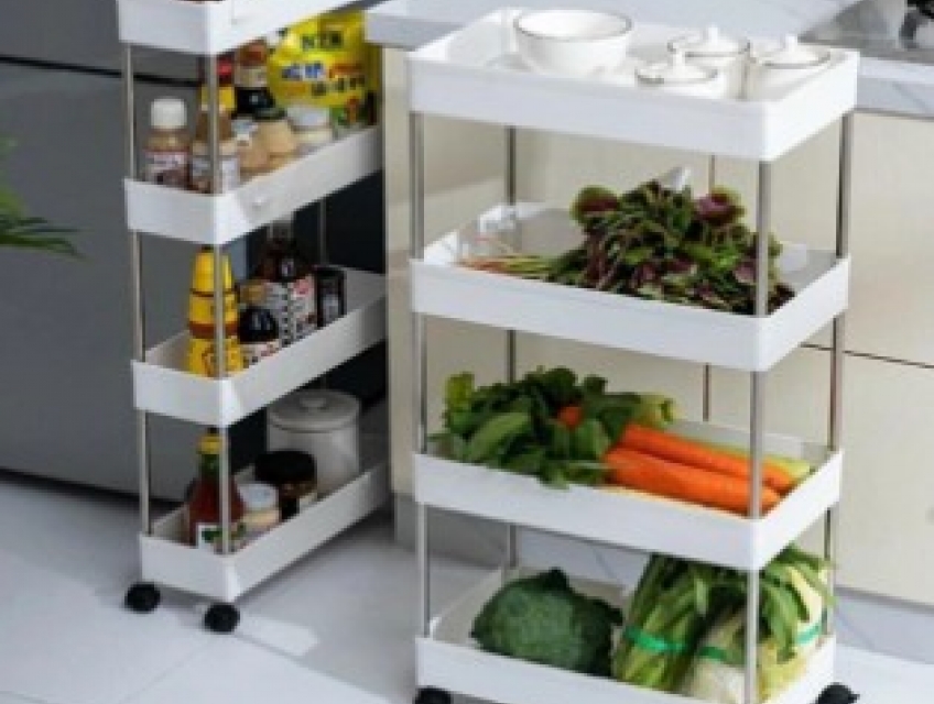 Kệ nhựa để đồ 4 tầng đa năng có bánh xe