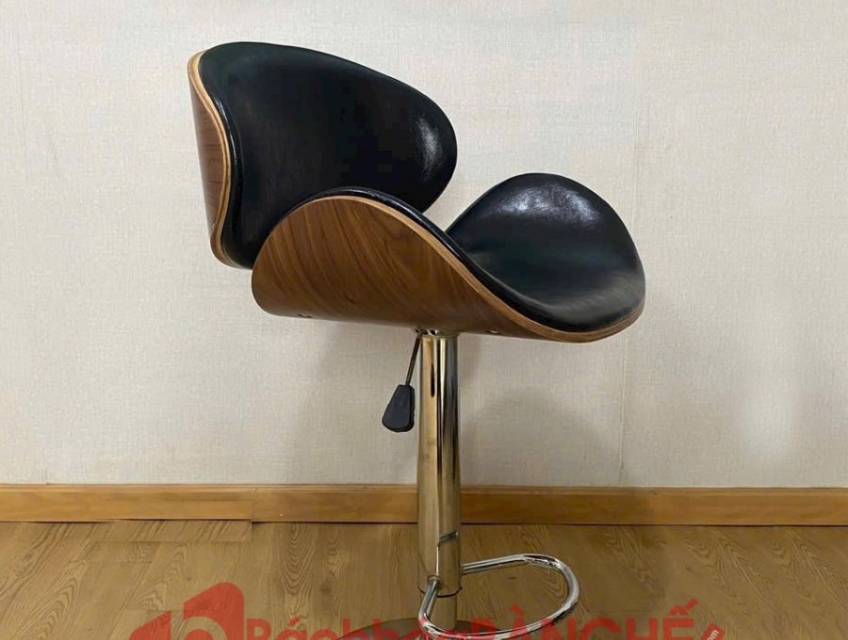 Ghế quầy bar nâng hạ lưng gỗ nệm da PU tại HCM