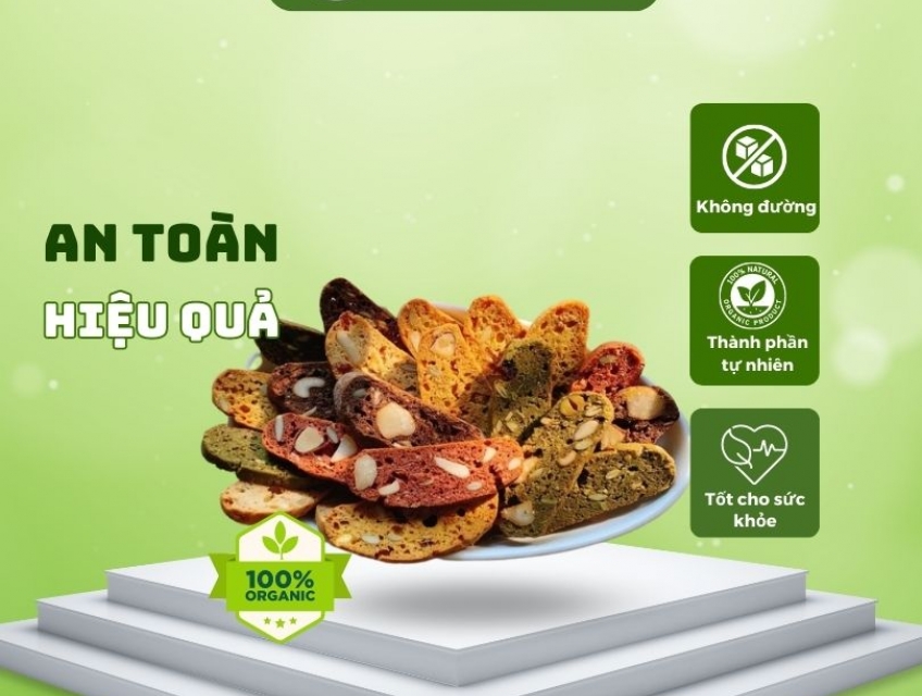 Bánh Biscotti nguyên liệu tự nhiên bánh ăn kiêng hỗ trợ giảm cân