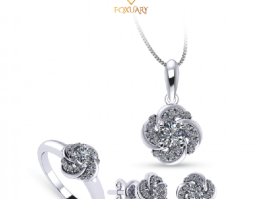 Bộ trang sức hoa 4 cánh bạc S925