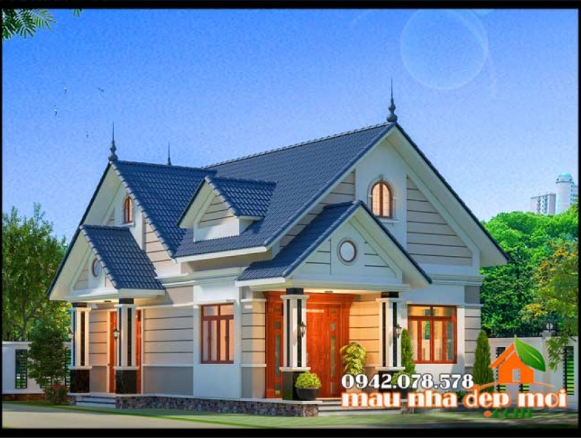 Mẫu nhà cấp 4 mái thái 110m2 có 3 phòng ngủ kiến trúc đẹp mới ở nông