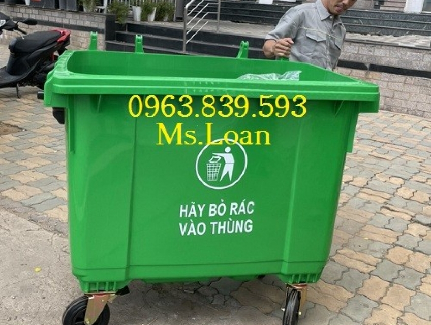Giá thùng rác công cộng 660lit rẻ,thùng rác lớn có 4 bánh xe0963839593