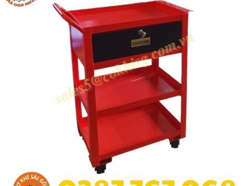 Xe đẩy dụng cụ đồ nghề 3 tầng có ngăn kéo