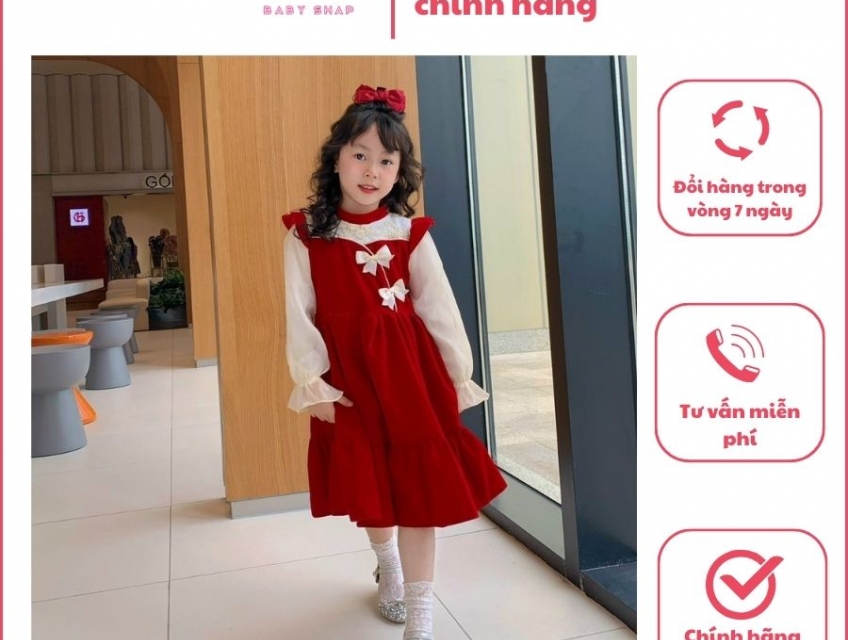 Váy Noel nhung đỏ Baby Shap cho bé