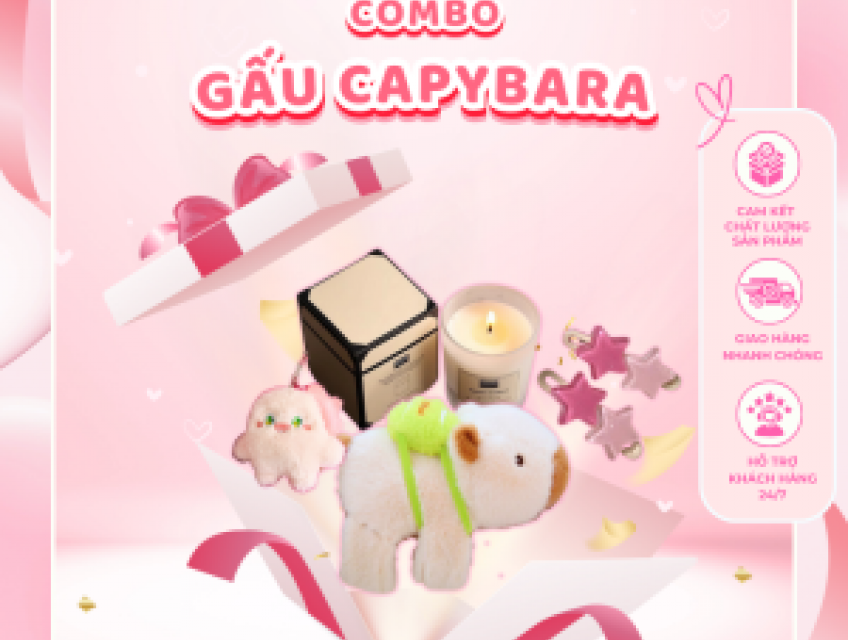 Combo gấu bông đập tay Capybara “Chả iu em” – Pino Store