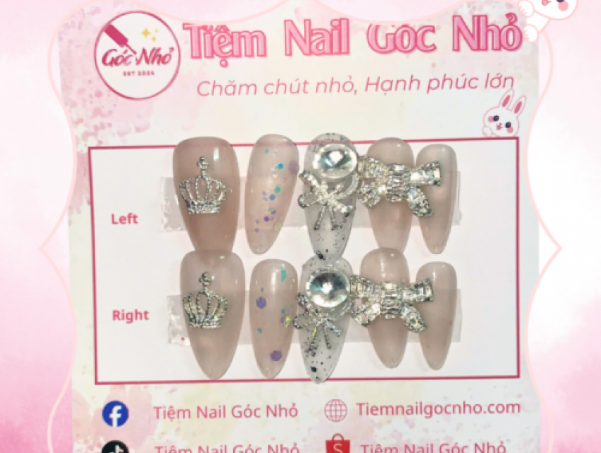 Mẫu Nail Tròn Hồng Kim Tuyến Lấp Lánh - Ngọt Ngào và Sang Trọng