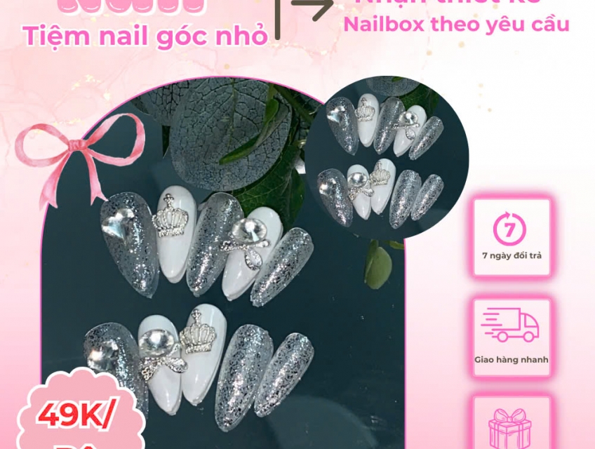 Mẫu Nail Lấp Lánh Kim Tuyến - Tỏa Sáng Kiêu Sa
