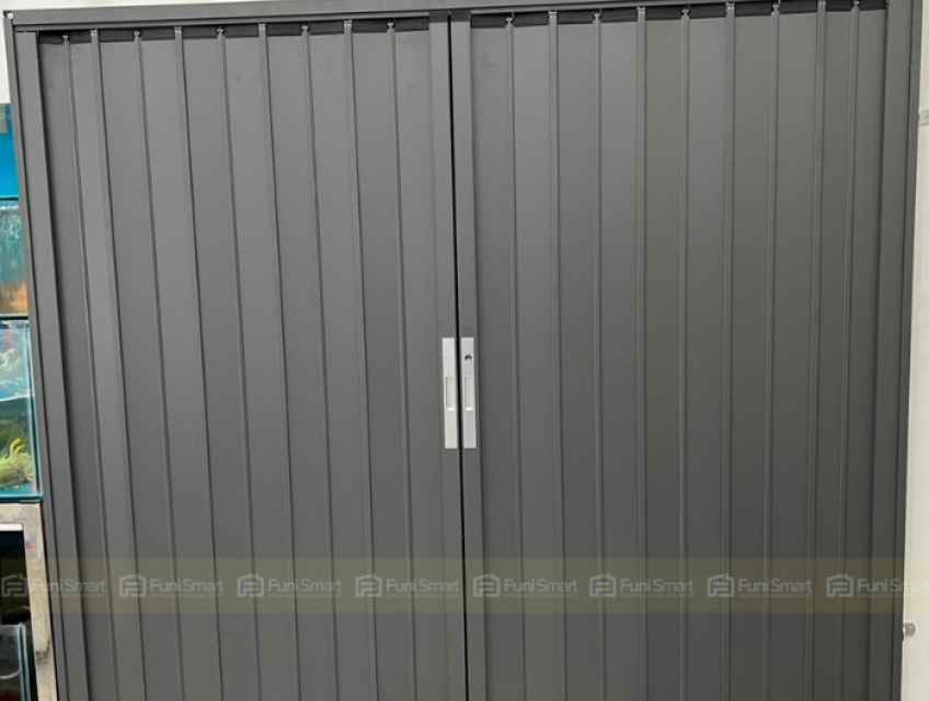 Vách Ngăn Nhà Hàng Che Khu Chế Biến Nhôm Xếp Lá Xám Đặc Kín Giá Rẻ