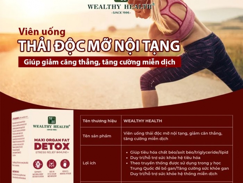 Viên Thải Độc Mỡ Nội Tạng Maxi Organ Fat Detox của Wealthy Health