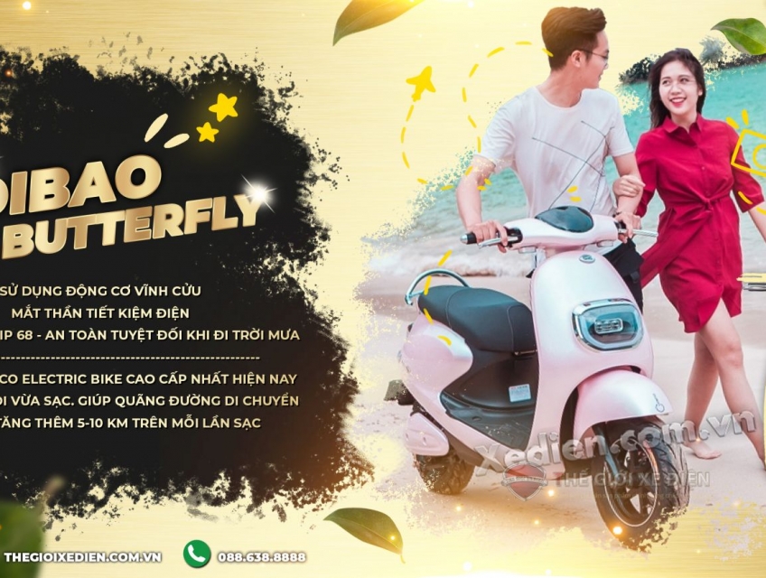 Xe máy điện Butterfly Dibao: Phanh đĩa ABS, an toàn vượt trội