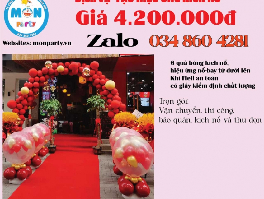 Hiệu ứng bóng bay khí heli trong tiệc cưới