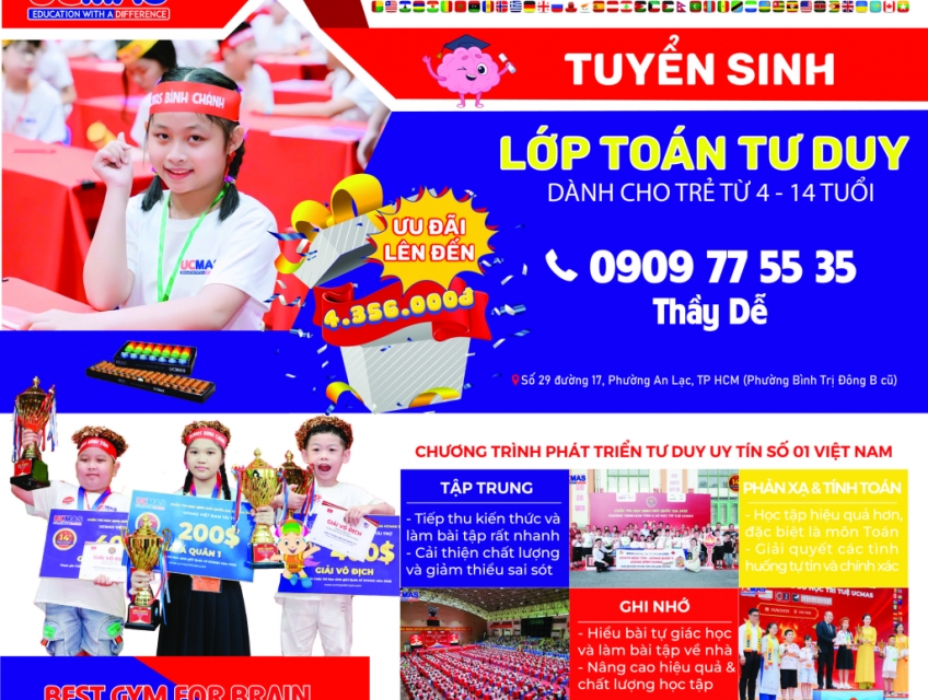 Học Toán Tư Duy UCMAS Bình Tân – Học Thử Miễn Phí, Tặng iPad Khi Đăng Ký!