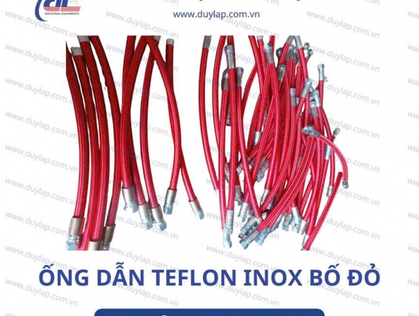 Ống chịu nhiệt teflon bọc lưới inox, bọc bố vải xanh đỏ