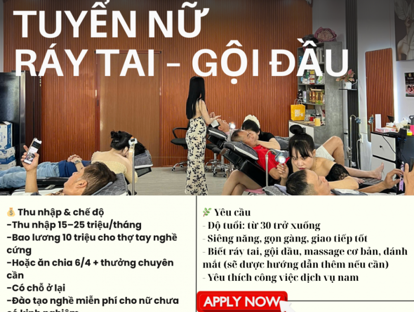 HỚT TÓC NAM TN TUYỂN NỮ RÁY TAI GỘI ĐẦU