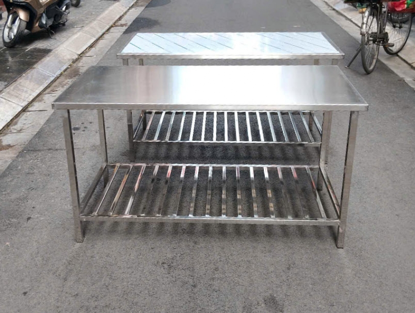 Bàn inox chữ nhật 1m4