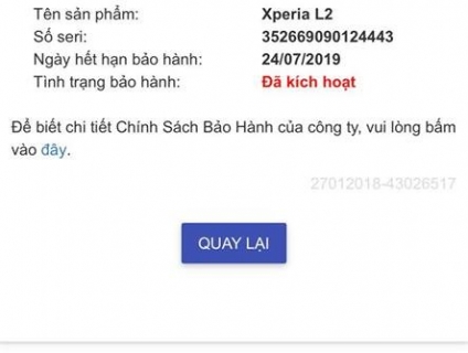 Sony L2 còn bảo hành