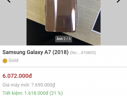 Galaxy A7 2018 Vàng hồng BH 23/11/1019