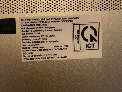 HP X360 14-BA080TU I3 7100U 4G 1T 14.1in BH 8T MOI 99.99% FUBOX