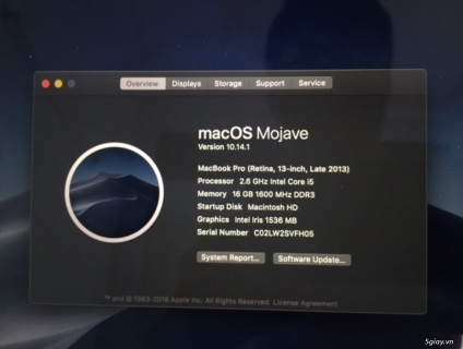 HCM - Macbook Pro Retina 13 late 2013 giá 13tr