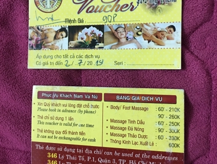 Cần bán 2 vé massage điều trị Ngọc Anh 90'